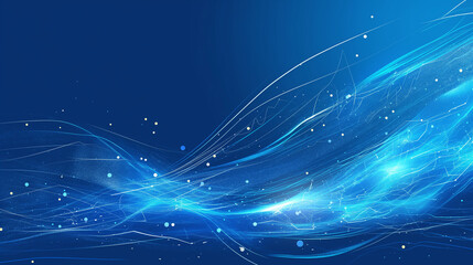 Blue background with digital connections and technology, featuring a blue gradient and white dots on a dark blue backdrop. Perfect as a technical web banner template for web design, computer science p