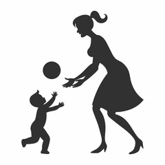 mother drop ball vector silhouette isolated on white background.