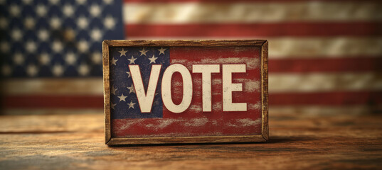 Vote Sign on a Patriotic Background