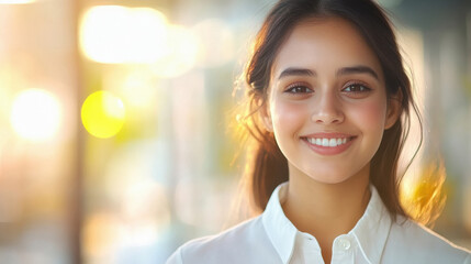 Wall Mural - young indian woman wearing white shirt