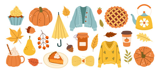 autumn vector set of illustrations on a white background