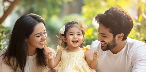 Wall Mural - happy indian family enjoying together