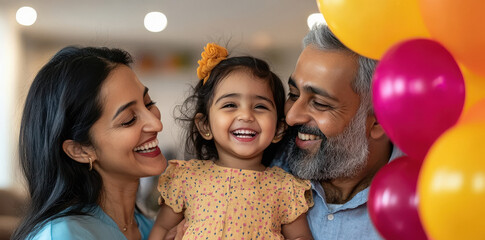 Wall Mural - happy indian family enjoying together