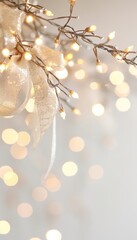 Sticker - Beautifully illuminated branches adorned with soft lights and a delicate ribbon, perfect for holiday decorations and celebrations.