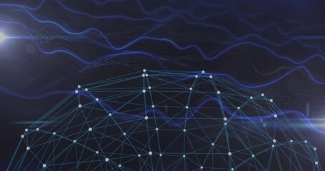 Wall Mural - Network of connections and data processing animation over abstract dark background