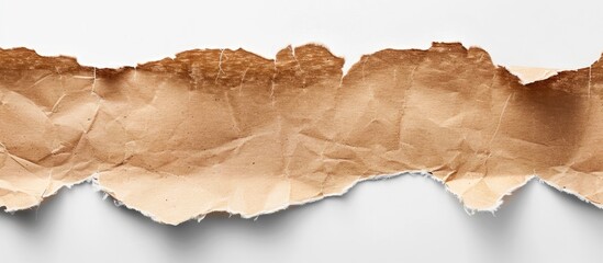 Poster - torn strip of kraft wrapping paper on a white background Area for your text Copyspace