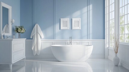 A bathroom with a white bathtub and a white sink. The bathroom is very clean and well-lit