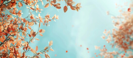 Canvas Print - Crown of a tree featuring the initial autumn leaves Background with selective focus and copyspace for text