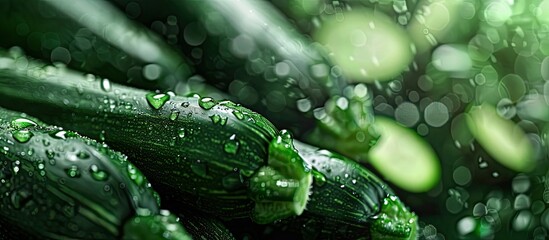 Poster - Green squash zucchini. Copy space image. Place for adding text and design