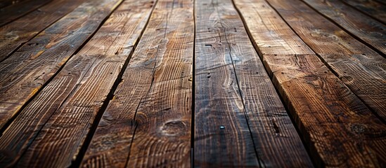 Canvas Print - Abstract grunge wood texture viewed in perspective Weathered and aged wood plank background texture for design decoration concepts. Copy space image. Place for adding text and design