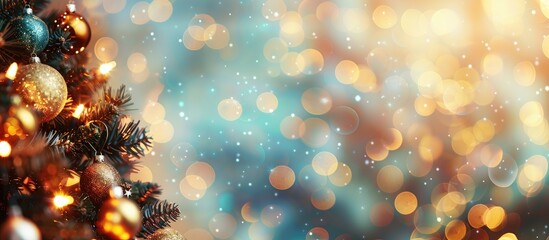 Poster - Blurred bokeh backdrop for the Christmas and New Year season An abstract colorful wallpaper featuring out of focus lights Copyspace