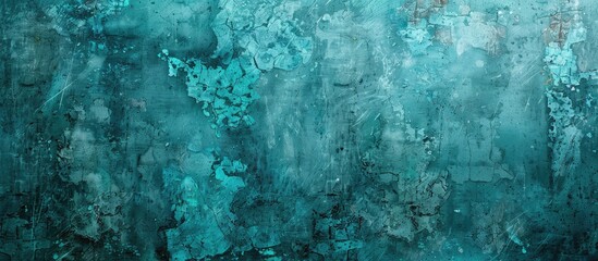Wall Mural - Grunge abstract background in turquoise. Copy space image. Place for adding text and design