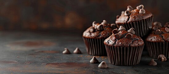 Sticker - Chocolate muffins as a dessert option. Copy space image. Place for adding text and design