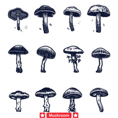 Sticker - Mystical Forest Dreams  Elegant Mushroom Silhouettes to Spark Imagination