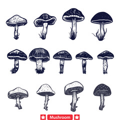 Sticker - Dreamy Fungi Fantasy  Intricate Vector Set for Artistic Revelations