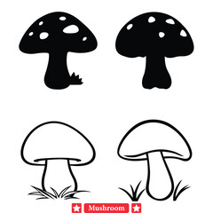 Sticker - Whimsical Wilderness Wanderlust  Graceful Mushroom Silhouettes for Creative Ventures