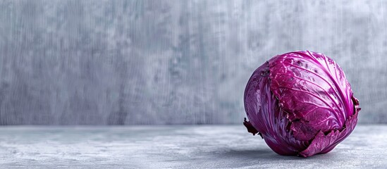 Sticker - fresh red cabbage on a white background. Copy space image. Place for adding text and design