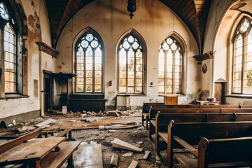 Abandoned Church with Broken Windows