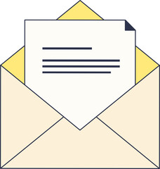 Open envelope with letter, symbolizing communication or invitation.