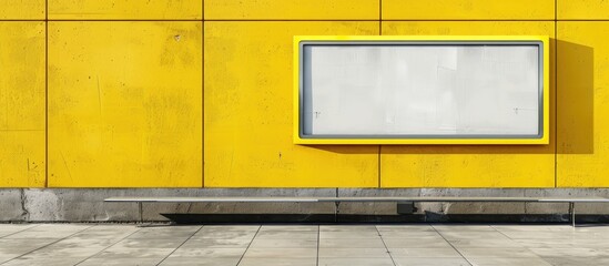 Poster - Empty billboard on a yellow concrete wall. Copy space image. Place for adding text and design