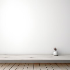 Wall Mural - White background with a wooden table, product display template. white background with a wood floor. White and white photo of an empty room 