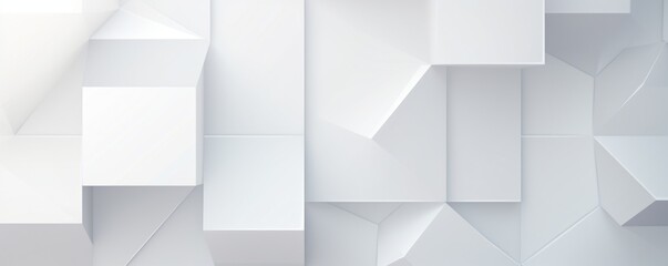 Wall Mural - White background with geometric shapes and shadows, creating an abstract modern design for corporate or technology-inspired design