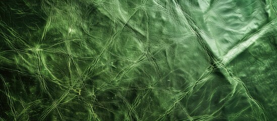 Poster - Close up detail of a green leather texture background. Copy space image. Place for adding text and design