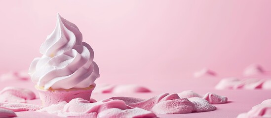 Wall Mural - Homemade berry marshmallow zephyr on a pink background. Copy space image. Place for adding text and design