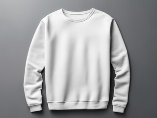 Wall Mural - White blank sweater without folds flat lay isolated on gray modern seamless background