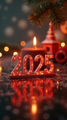 Wall Mural - New Year 2025 in holiday decoration