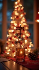 Wall Mural - New Year 2025 in holiday decoration