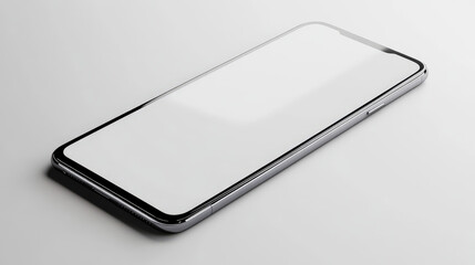  A modern smartphone with a blank screen on a white background, ready for adding custom app designs or content. 