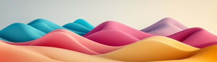 Sticker - abstract pastel 3d landscape with empty space for text - minimalist design.