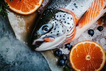 Wall Mural - top view of a salmon