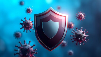 Shield protecting from viruses. Vaccination and antiviral medications	