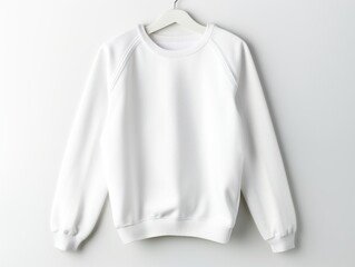 White sweater isolated on white background, flat lay 