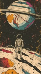 Wall Mural - Vast starry sky and astronaut abstract illustration poster background