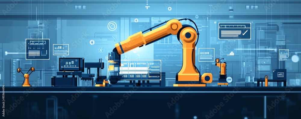 Concept of automation in industrial processes, showcasing workflow ...