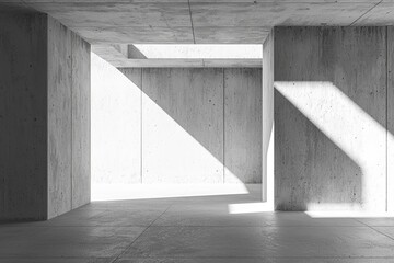 Wall Mural - Abstract empty concrete interior with sunlight and shadows