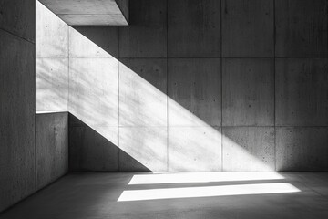 Wall Mural - Abstract empty concrete interior with sunlight and shadows