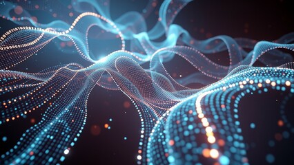 Abstract digital waves in blue and orange