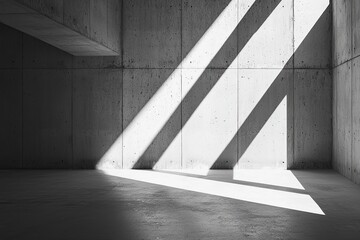 Wall Mural - Abstract empty concrete interior with sunlight and shadows