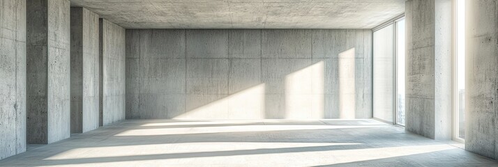 Wall Mural - Abstract empty concrete interior with sunlight and shadows