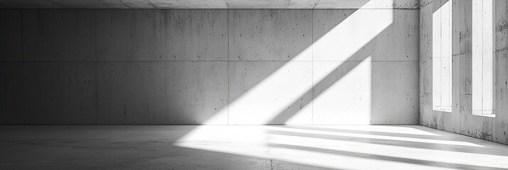 Wall Mural - Abstract empty concrete interior with sunlight and shadows