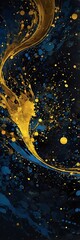 Poster - Blue and golden abstract background design on dark background, burst of paint of solid dark illustrated