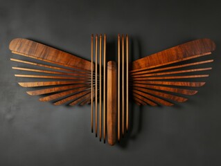 Wall Mural - Wooden Art Sculpture in the Form of Wings.