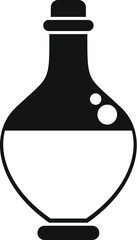 Sticker - Black and white silhouette of a bottle containing a bubbling liquid, ideal for topics such as chemistry, magic, and more