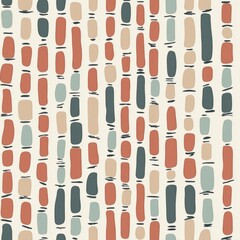 Wall Mural - seamless pattern of retro dots and dashes in a muted color palette