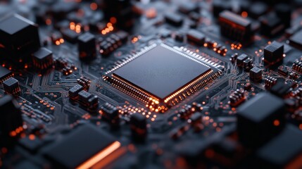 Poster - Close-up of a Microchip on a Circuit Board