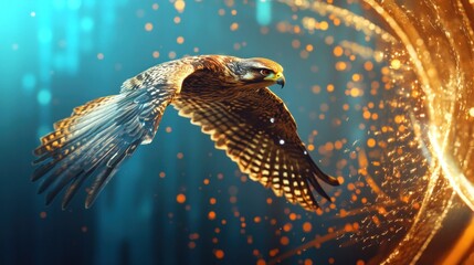 Wall Mural - Hawk in Flight with Bokeh Background